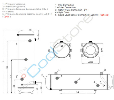 Vertical liquid receivers GVN 125 l