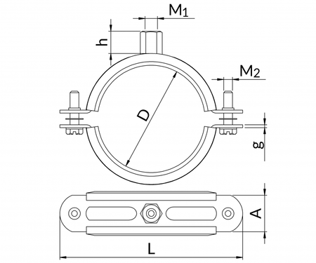 Niczuk pipe clamp DUO 1 1/4 z wkładką (41 - 46 mm)