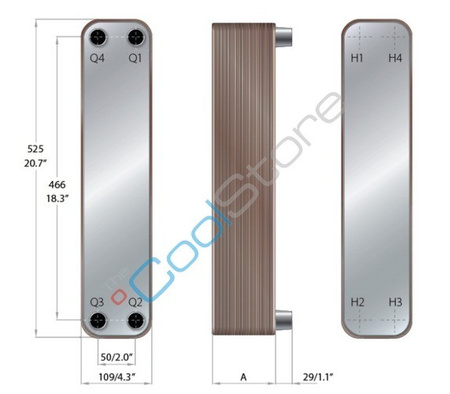 Micro plate heat exchangers Danfoss D55L-H-70 021H3603