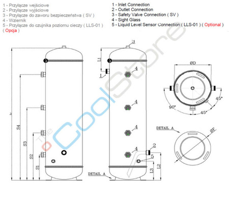 Vertical liquid receivers GVN 500 l