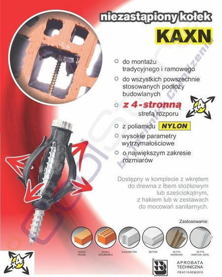 KAXN Kołek uniwersalny 6 x 30/40, krzyżak, wiaderko 200 sztuk 