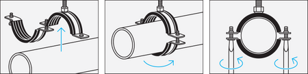 Niczuk pipe clamp DUO 1 1/4 z wkładką (41 - 46 mm)