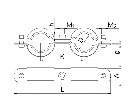 Niczuk double pipe clamp UDG 1/2 (20 - 23 mm)